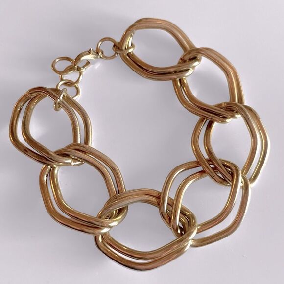 Gold Chunky Double Chain Link Bracelet - Picture 3 of 3